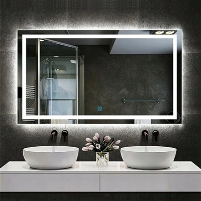กระจกเงา LED ทรงสี่เหลี่ยมผืนผ้า 80cm * 60cm